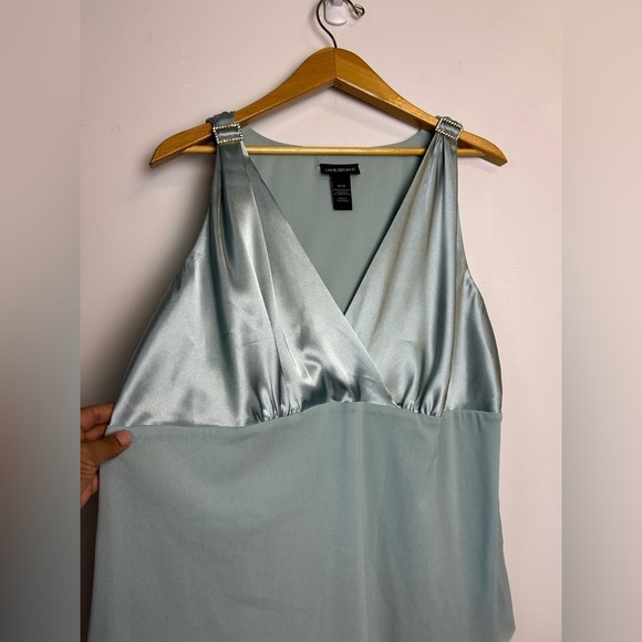 Vintage y2K Lane Bryant Teal Women’s Blouse Plus  Size 18-20 Satin Coquette Sexi - Picture 3 of 12